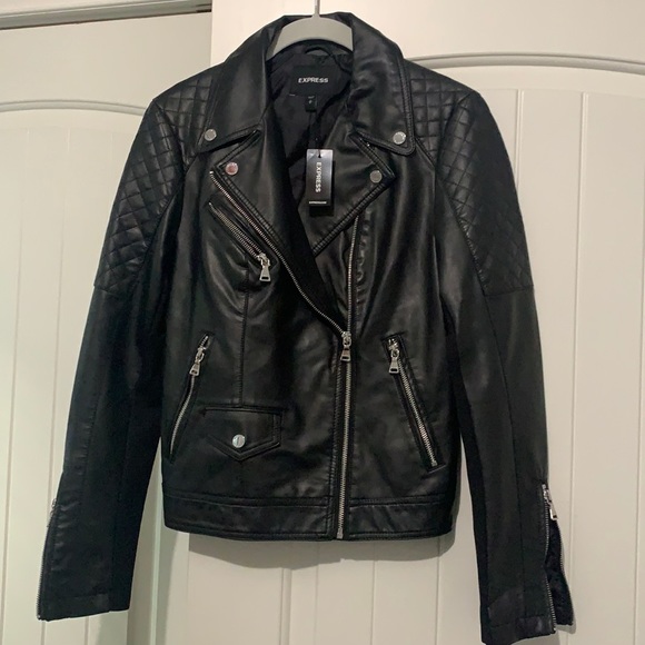 Express Jackets & Blazers - NWT Express Vegan Leather Quilted Moto Jacket